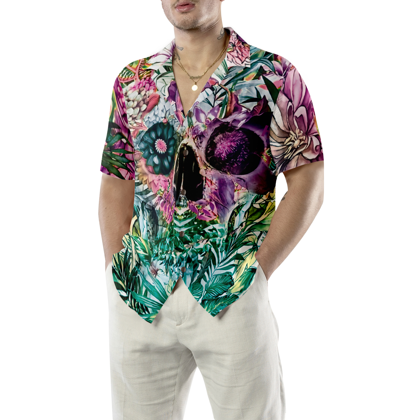 Summer Tropical Skull Pattern Hawaiian Shirt