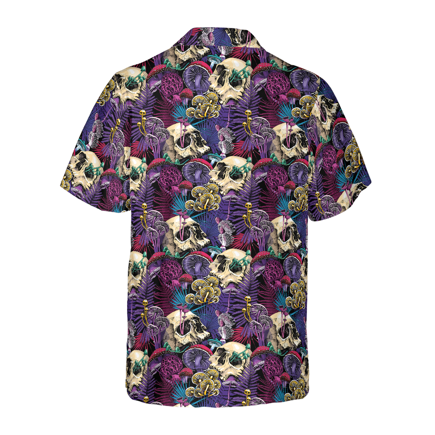Bright Magic Psychedelic Mushrooms And Skulls Hawaiian Shirt