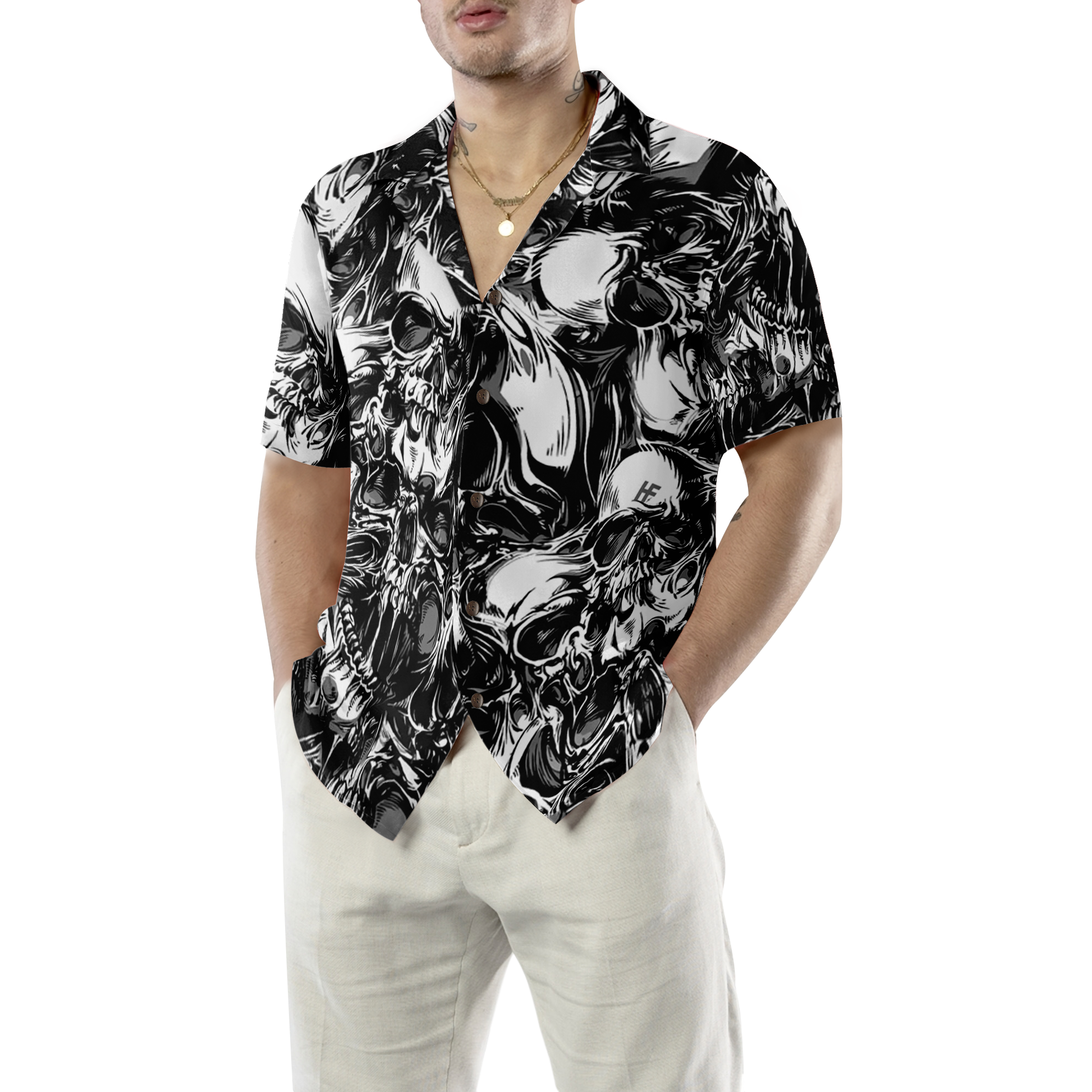 3D Skull Pattern Hawaiian Shirt